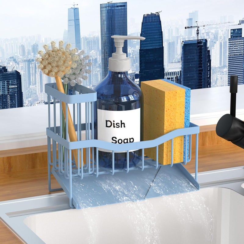 Fssvcd Maifan Sink Caddy Sponge Holder for Kitchen with Brush Holder and Stainless Steel Self Drain Tray, Rustproof Kitchen Sink Organizer for Sponge, Soap Dispenser Storage Accessories - Image 1